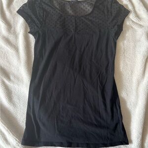 Ambiance Black Sheer Polka Dot Blouse